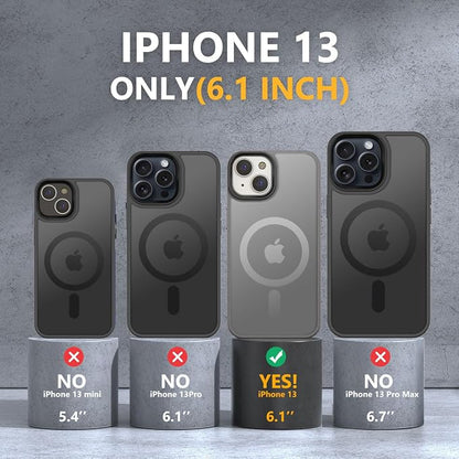 MOCCA Strong Magnetic for iPhone 13 Case, [Compatible with Magsafe][Screen Protector+Camera Lens Protector] Translucent Matte Back Slim Shockproof Case for iPhone 13 Phone Case 6.1", Titanium Gray