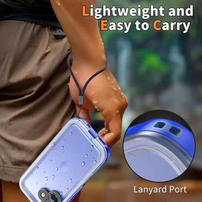 Cozycase for iPhone 16 Case Waterproof - 360 Heavy Duty with Screen/Camera Protector Shockproof IP68 Underwater Dustproof Water Dust Shock Proof Full Body/Front and Back Case Blue/Frosted Clear