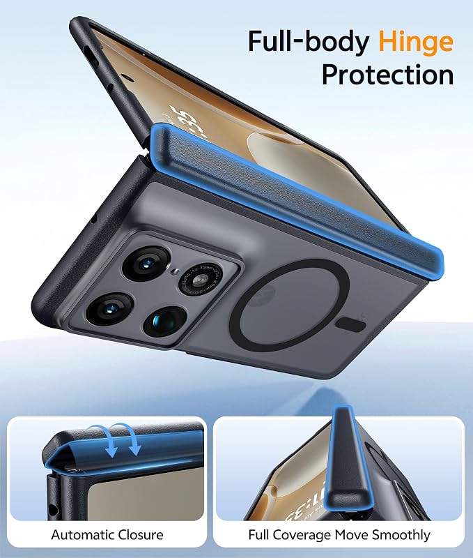 FNTCASE for Motorola Razr Fold Case, Fit for Magsafe, Hinge Protection | Translucent Matte, 18FT Military Grade Drop Proof, Protective Phone Cover, Black