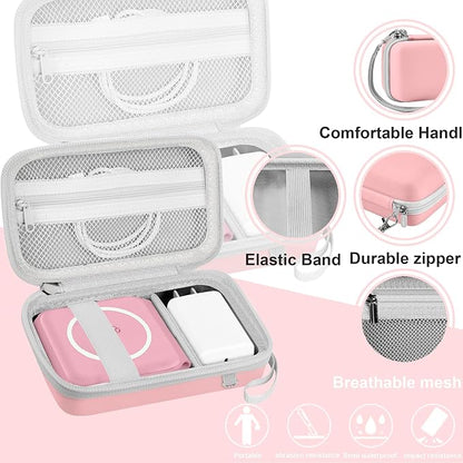 Leayjeen Travel Case Compatible with Hicober 3 in 1 Charging Station/UCOMX Nano Magnetic 2 in 1 Wireless Charger,Foldable Magnetic Charging Station Storage Holder Bag-Pink (Case Only)