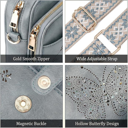 KITEVIUN Crossbody Bags for Women Leather Crossbody Purse Small Shoulder Phone Purse with Adjustable Strap & RFID Card Slots