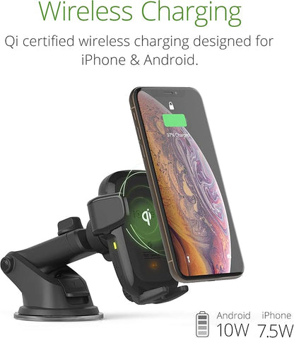 iOttie Auto Sense Qi Wireless Car Charger - Automatic Clamping Dashboard Phone Mount with Wireless Charging for iPhone, Samsung Galaxy, Google Pixel, Huawei, LG, and Other Smartphones