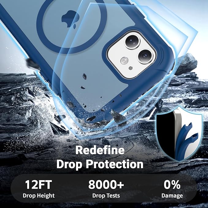 jaroco Magnetic for iPhone 12/12 Pro Case, [Compatible with MagSafe][Military Grade Drop Protection][Heavy Duty Protection][Non-Slip][Shockproof] 2-Layer Durable Bumper Phone Case 6.1''-Deep Blue