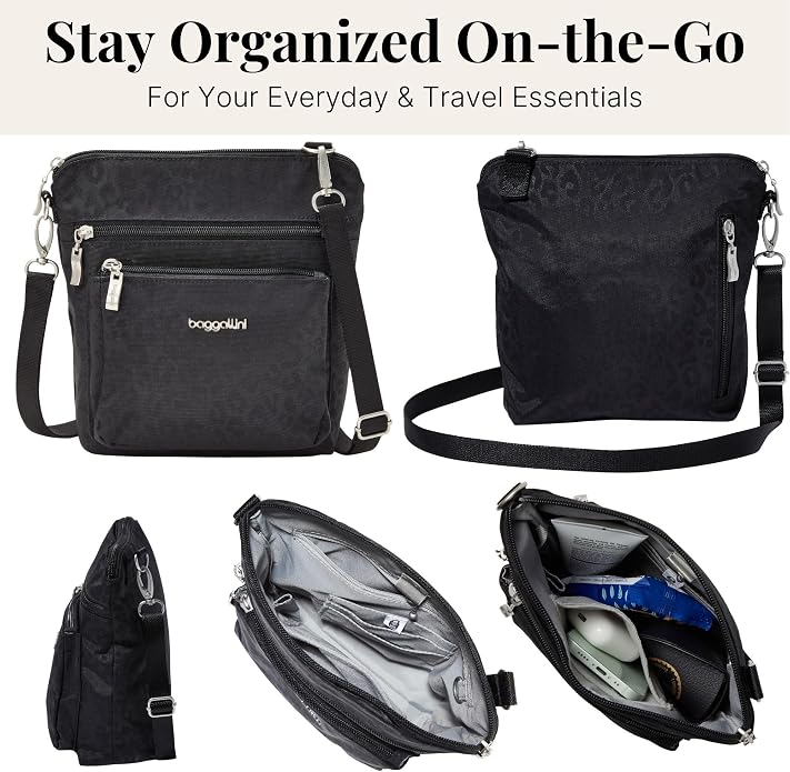 Baggallini Modern Pocket Crossbody Bag for Women, 8.5"x8.5" Handbag Purse with RFID, Lightweight Water-Resistant