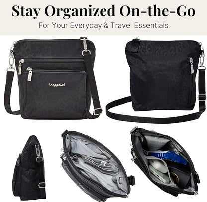 Baggallini Modern Pocket Crossbody Bag for Women, 8.5"x8.5" Handbag Purse with RFID, Lightweight Water-Resistant