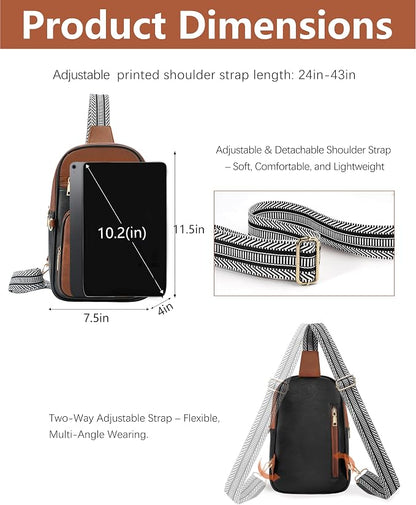 Anti Theft Crossbody Bags for Women,RFID Sling Bag Travel Purse,Vegan Leather Cross Body Purses Chest Bag for Travel(Black+Brown) | Multi-Pocket, Structured bag, Any Occasion