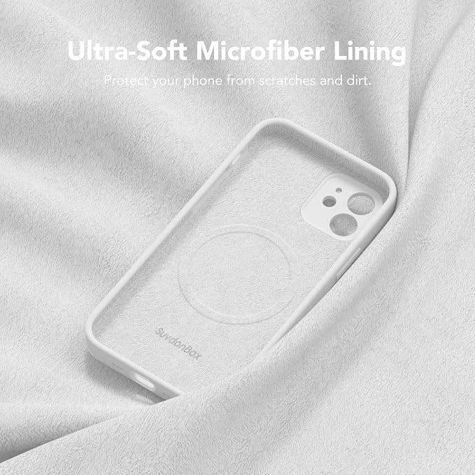 Magnetic for iPhone 12 Case, Compatible with MagSafe, [Full Camera Protection][Screen Protector] Silicone Shockproof Protective Phone Case for iPhone 12 6.1", White