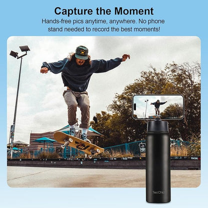 Insulated Water Bottle with Magnetic Phone Holder Compatible with MagSafe and iPhone,Double-Sided Magnet,Hot 12H Cold 24H,Stainless Steel Water Bottle Phone Mount for Sports Travel,27oz (Navy Blue)