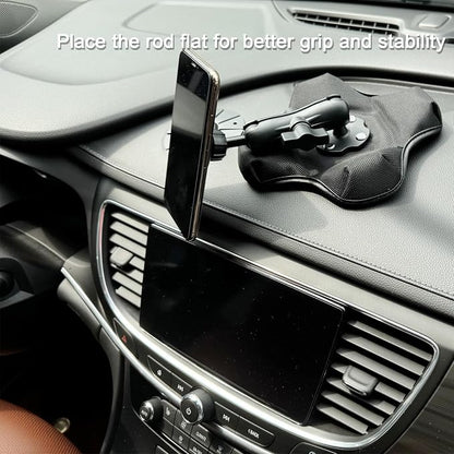 Magnetic Phone Holder for Desk&Car Dash,Aluminum Arm, Non-Slip Beanbag Base, 360° Rotation at 3 Points, Compatible with MagSafe iPhone 12-16 Series, Fits RAM B Size 1" Ball