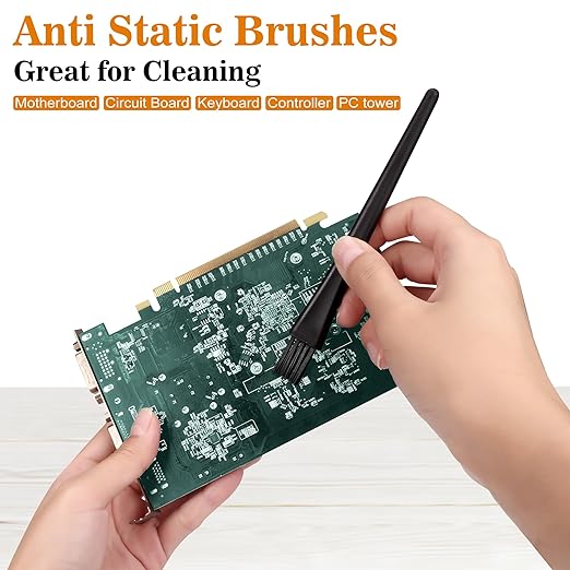 Small Portable Nylon Anti Static Brushes Electronics Computer Keyboard Laptop Cleaning Brush Kit (Black, Set of 8)