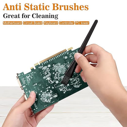 Small Portable Nylon Anti Static Brushes Electronics Computer Keyboard Laptop Cleaning Brush Kit (Black, Set of 8)