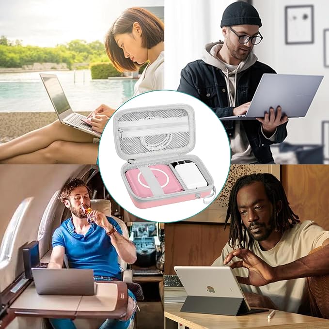 Leayjeen Travel Case Compatible with Hicober 3 in 1 Charging Station/UCOMX Nano Magnetic 2 in 1 Wireless Charger,Foldable Magnetic Charging Station Storage Holder Bag-Pink (Case Only)