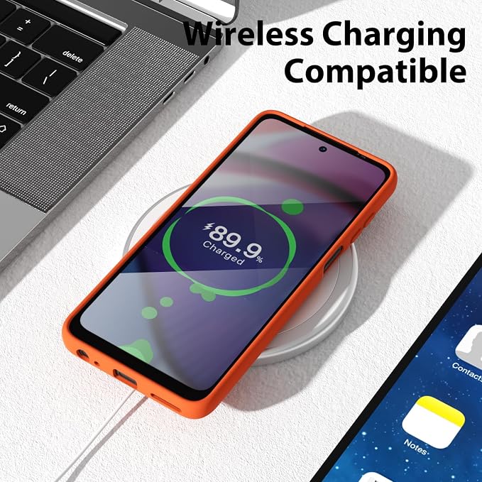 oakxco for Motorola Moto G Power 5G 2023 Phone Case Liquid Silicone, Neon Bright Solid Color, Thin Slim Soft Rubber Gel Matte TPU Plain Simple Cover for Women, Orange