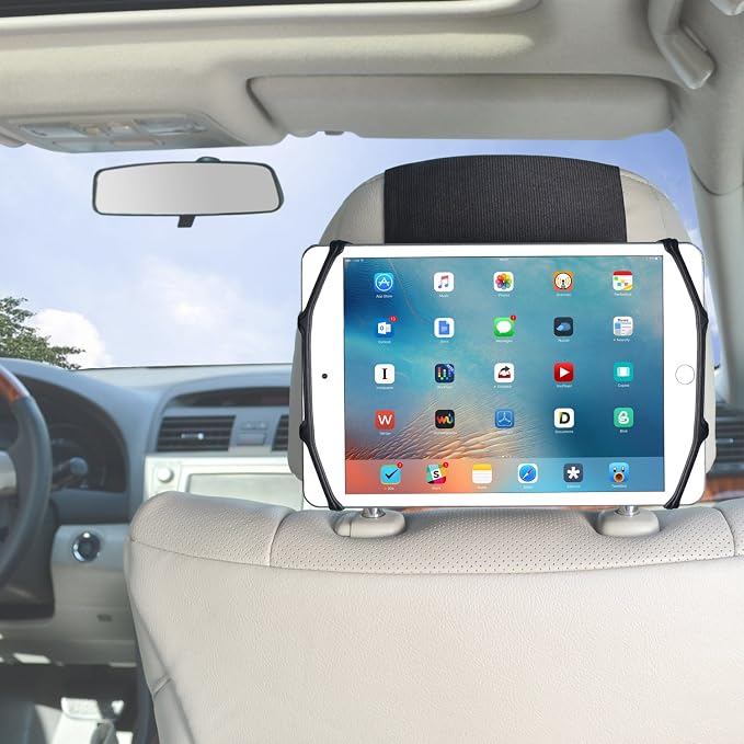 TFY Universal Car Headrest Mount Silicon Holder for 7-10.5 Inch Tablets and iPads