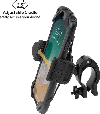 Scosche HDM3SM-RP Handlebar Bike Phone Mount with Universal Phone Holder, Elastic Safety Bands, and Adjustable Clamp for Mobile Phone Device