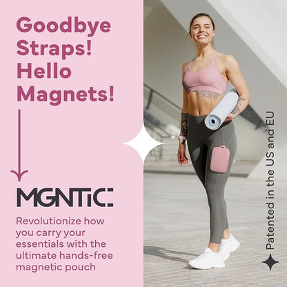 Running Phone Holder – Max Comfort Lightweight Magnetic Pouch for Running & Fitness, Strap-Free Hands-Free Carrier for Waist, Thigh or Chest – Splash Resistant, Breathable – Fits All Phones – Pink