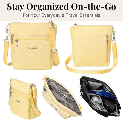 Baggallini Modern Pocket Crossbody Bag for Women, 8.5"x8.5" Handbag Purse with RFID, Lightweight Water-Resistant