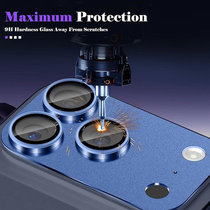 Camera Lens Protector for iPhone 17 Pro Max Camera Lens Protector [Strong Adsorption] [Not Easy to Break] Metal Tempered Glass Rear Camera Screen Cover - Dark Blue