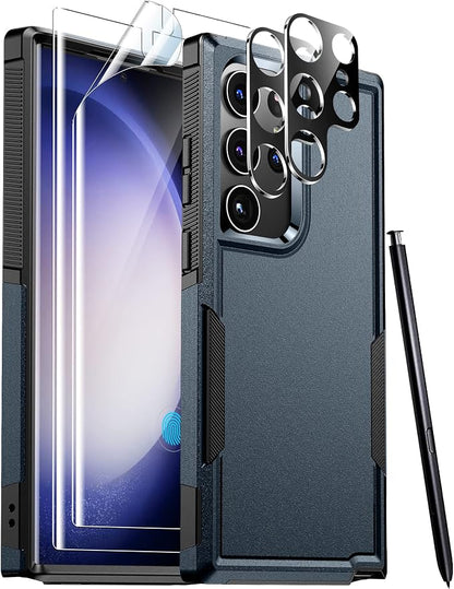 Red2Fire for Samsung Galaxy S23 Ultra Case, [Military Grade Shockproof] with 2Pcs [Soft Screen Protector + Lens Protector] Heavy Duty Full Body Protection Phone Case for S23 Ultra Case 5G, Sea Blue