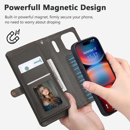 Wallet Case for iPhone 17 Pro Max with Card Holder/Crossbody Wallet/Strap,[RFID Blocking][Magnetic] PU Leather Phone Case for iPhone 17 Pro Max,6.9 in,Black