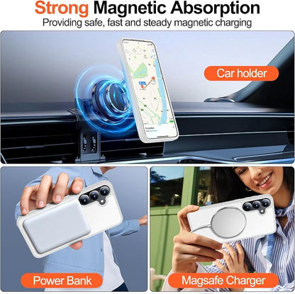 MOZOTER for Samsung Galaxy S25 Plus Case with Magnetic,[Compatible with MagSafe][12Ft Military Dropproof][2*Screen Protector] Translucent Slim Shockproof Holsters Case for S25 Plus,6.7"-Clear