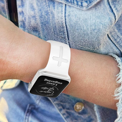 Faith Over Fear Watch Band compatible with Apple Watch Laser Engraved iWatch Band Silicone 38mm 40mm 41mm 42mm 44mm 45mm 49mm Strap Jesus Psalm Christian God (38/40/41/42mm M/L, White)