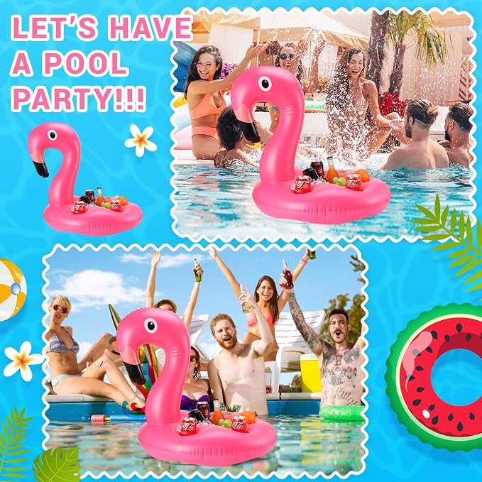 FillTouch Floating Drink Holder for Pool, Floating Cabana Bar, Hot Tub Drink Holder for Adults, Inflatable Pool Accessories(Flamingo)