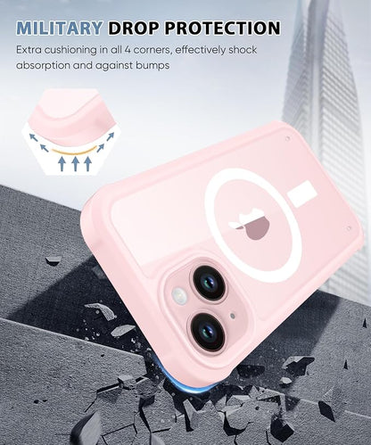 Compatible with iPhone 14 Plus Case, Built-in Screen Protector, with Camera Lens Protector, [Compatible with MagSafe] Full Body Phone Case, Magnetic Protective Cover for 14Plus 6.7" (Pink)