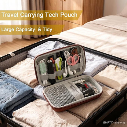 Portable Hard Shell Travel Organizer Case, Waterproof Shockproof Electronics Carrying Case for Tech Gadgets, 7.1x3.9 inch Brown, Purse-Friendly for Everyday Carry & On-the-Go (Case Only)
