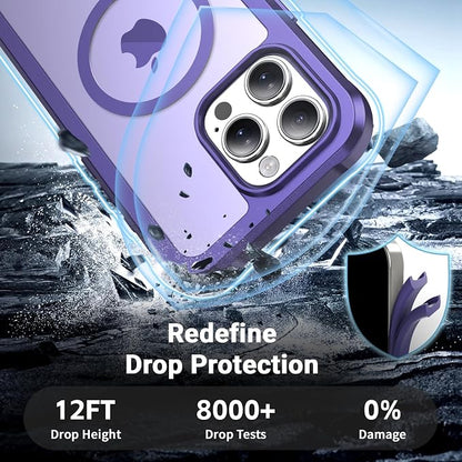 jaroco Magnetic for iPhone 16 Pro Case, [Compatible with MagSafe][Military Grade Drop Protection][Heavy Duty Protection][Non-Slip][Shockproof] 2-Layer Durable Bumper Phone Case 6.3''-Dark Purple
