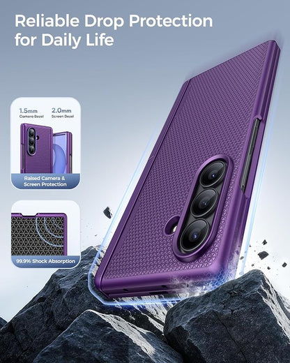SSLOTSCASE Magnetic for Samsung Galaxy Z Fold 8 Ultra Case, Dark Purple | Stand, Supports Wireless Charging, Hinge Protection, Screen Protector, Raised Edges Protect Lens, Hard Shockproof Phone Cover