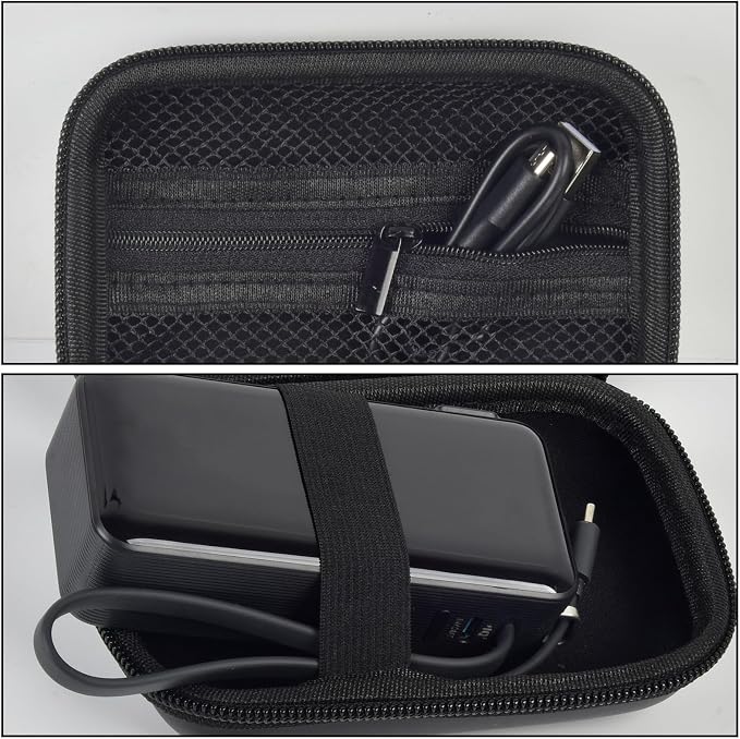 Boobowl Hard Case Compatible with Anker 3-in-1 Portable Charger/for Anker Nano Portable Charger, Power Bank Travel Essentials Bag with Mesh Pocket for Accessories(Box Only)-Black