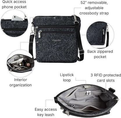 Baggallini Modern Pocket Crossbody Bag for Women, 8.5"x8.5" Handbag Purse with RFID, Lightweight Water-Resistant