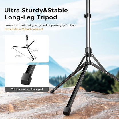 Aureday 12" Overhead Ring Light with Stand, Dimmable Ringlight with Phone & Mic Holder, 62" Adjustable Tripod for Video Recording, Live Streaming, Tiktok, YouTube, Makeup, Cooking