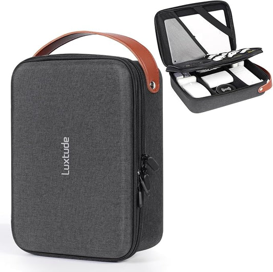 Large Electronics Organizer Travel Case for Chargers and Cords, Hard Case for Electronics, Travel Essentials for Chargers/Mouse/USB Drives/SD Cards, Tech Gifts (Case Only)