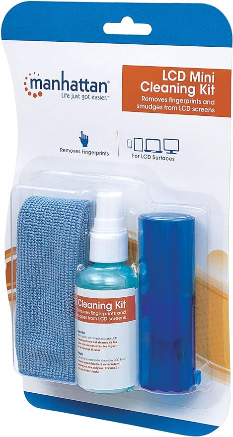 Manhattan Screen & Keyboard Cleaner Kit – 2 oz - Non-Alcohol Cleaning Spray with Microfiber Cloth & Keyboard Brush - for TV, Computer, Laptop, Monitor, LED, LCD, Electronic Devices - 421010