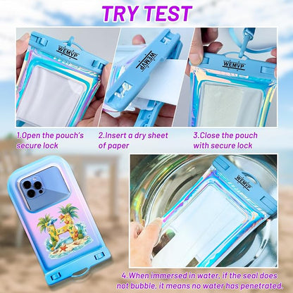 Personalized Initial Waterproof Phone Pouch Case - IPX8 Cellphone Dry Bag with Lanyard for iPhone 16/15/14/13/12 Pro Max (6.1–6.9"), Beach & Cruise Ship Essentials with Monogrammed Design (Blue, H)