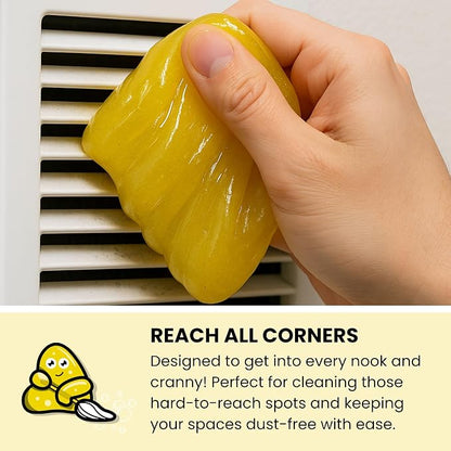 Slime Buddies Car Cleaning Gel Putty - 6 Pack Lemon Scented Interior Detailing Tool for Cup Holder, Air Vent & Keyboard - Reusable Auto Detailing Accessories - Dust Remover Goop - Gifts for Men Women