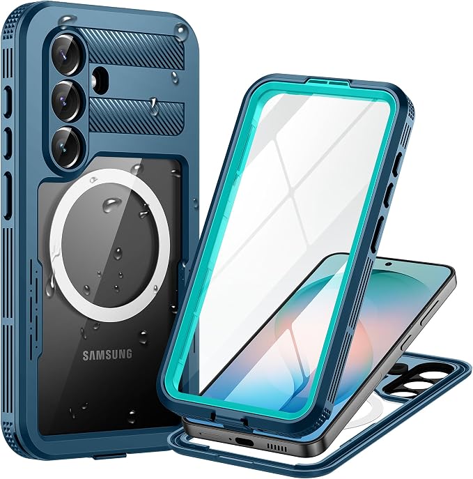 Lanhiem Magnetic for Samsung Galaxy S26 Case, IP68 Waterproof Dustproof Case, [Compatible with Magsafe] [Built-in Screen Protector] Full Body Heavy Duty Rugged Phone Cover 6.3 inch, Blue