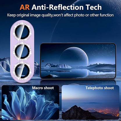 for Samsung Galaxy S26 Plus Camera Lens Protector, Electroplated Matte Back with 9H Tempered Glass Lens Protector, [Strong Adsorption] [Case-Friendly] Metal Ring HD Lens Cover, Purple Diamond