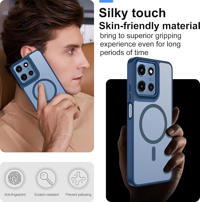 Compatible for Motorola Moto G 2025/2026 Case & Moto G PIay 2026 Case: [Mag-Safe Fit] with 2pc Screen Protector,Matte Translucent Soft-Touch Skin & Full Body for Moto G 5g 2025/2026 & G PIay 2026,Blue