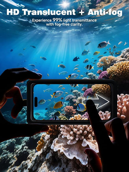APRUT Waterproof Phone Pouch Case 7.5", 2025 Upgraded IPX8 Waterproof Phone Case for Snorkeling, Universal Fit for iPhone 16 Pro Max 15 14 13, Galaxy S25, Beach Vacation Essentials (Black)