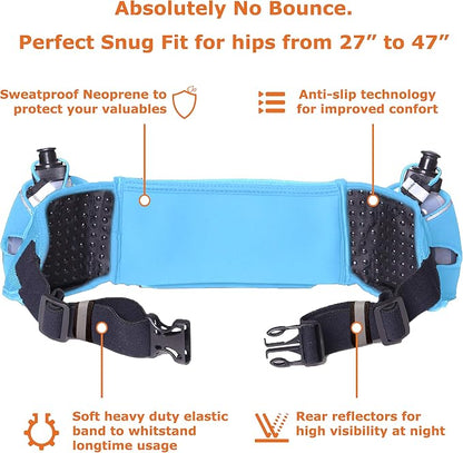 No.1 Hydration Belt by Runtasty - Premium Running Fuel Belt w/2 BPA-Free 10 oz Water Bottles, Tilt-Up Pocket w/Touchscreen-Ready Cover - Fits All iPhones, Runners Ebook & No-Bounce Design