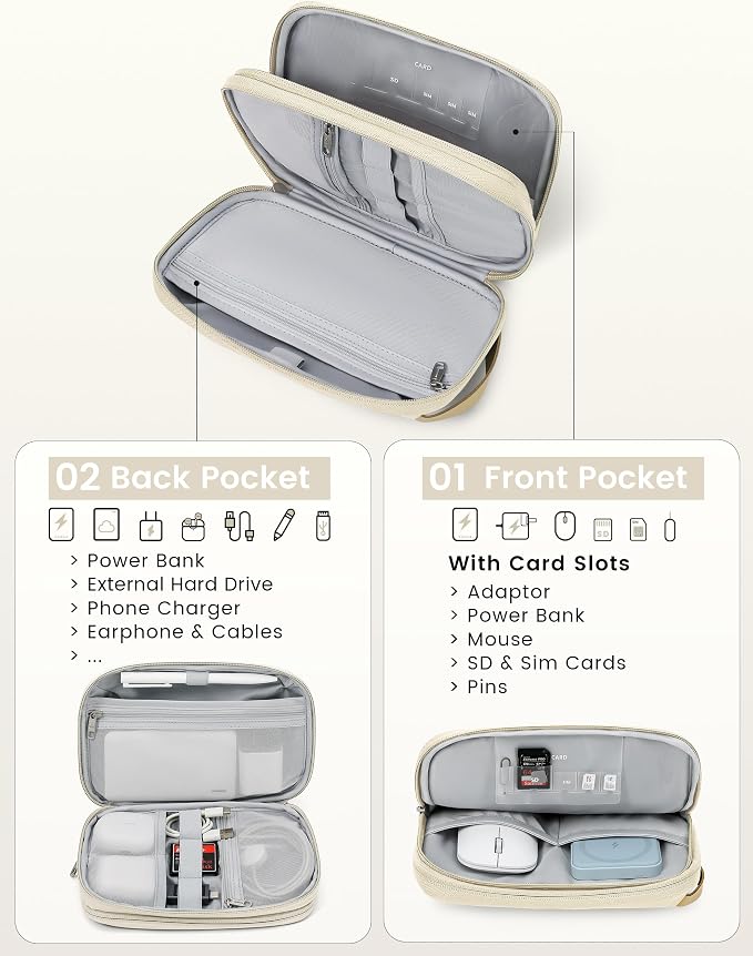 Travelkin Travel Cord Organizer, Cable Organizer For Electronic Accessories | Expandable electronics organizer, charger organizer, travel case, Large Capacity tech pouch for Card,Usbs, travel essentials
