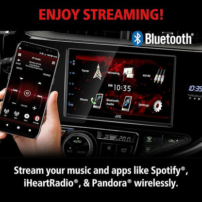 JVC KW-M180BT Bluetooth Car Stereo Receiver with USB Port – 6.75" Touchscreen Display - AM/FM Radio - MP3 Player Double DIN – 13-Band EQ
