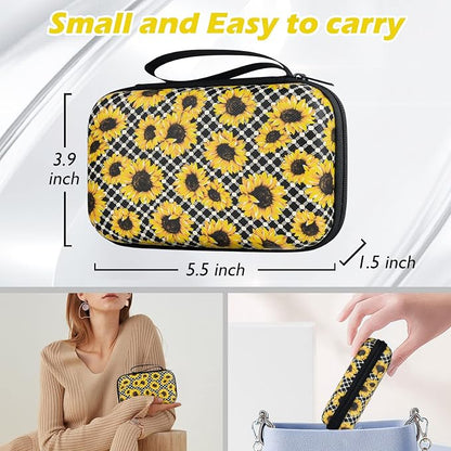 Cute Phone Charger Protector Set with Storage bag Case Yellow Sunflowers Travel Carrying Bag Data Cable 20W USB Charger Data Line Cable Protector Cord Organizer, Lightning Cable Chomper,Charger Saver