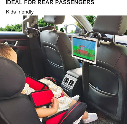 Timewall Car Headrest Tablet Mount, Backseat Seat Universal Cell Phone Holder 360 Swivel Rotating Angle Adjustable Stretchable for iPad iPhone, Samsung, Switch, 5-11" Tablet Phone Black