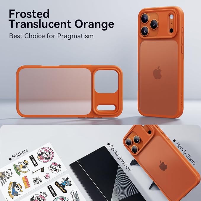CASEKOO for 17 Pro Max Case, [Never Yellow Technology] [Mil-Grade Drop Protection] Translucent Slim Cover Women Men for iPhone 17 Pro Max Phone Case 6.9 inch, Frosted Orange