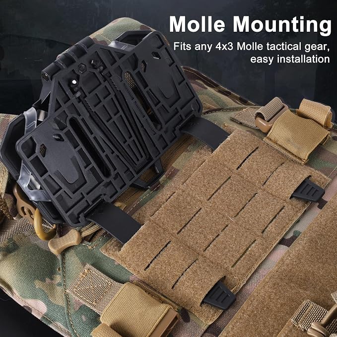 Molle Phone Holder Universal Tactical Phone Holder for Tactical Plate Carrier Molle Vest Attachments Compatible with Screen Size 4.7"-6.7" Phones (Black)
