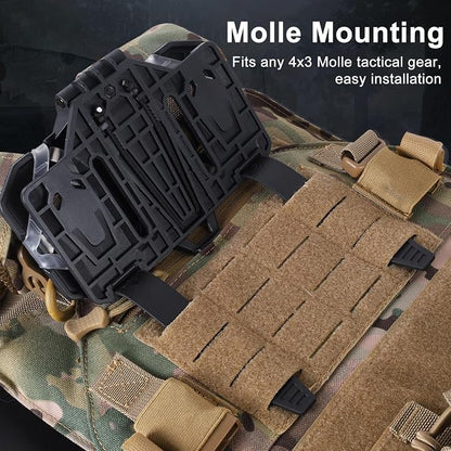 Molle Phone Holder Universal Tactical Phone Holder for Tactical Plate Carrier Molle Vest Attachments Compatible with Screen Size 4.7"-6.7" Phones (Black)